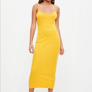 Missguided yellow midi dress